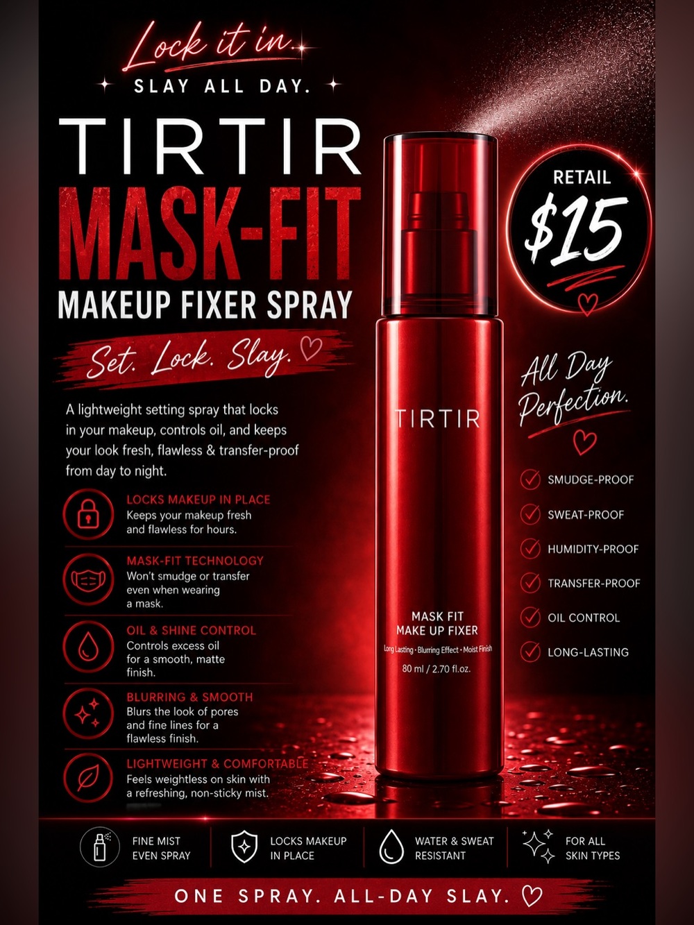 TIRTIR Mask-Fit Makeup Fixer Spray — Red